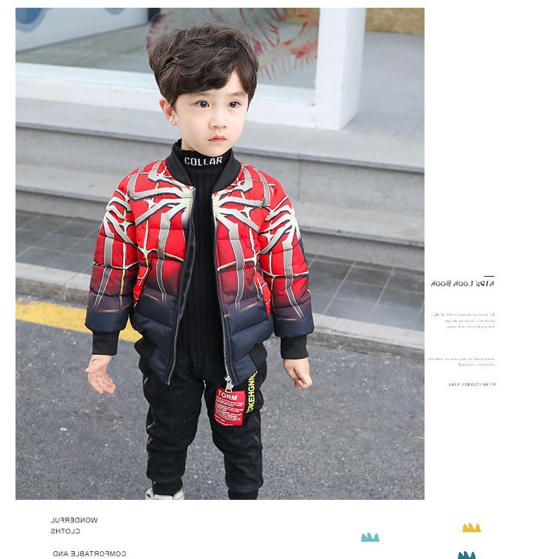 新竹金奇童裝兒童韓版蜘蛛人外套蜘蛛人冬天厚外套 蝦皮購物