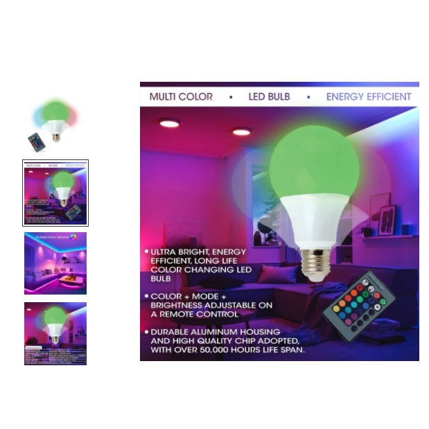 ❄挖挖寶☸️美國IHIP LED智能節能智慧遠端遙控球泡燈七彩變色16色E27調光燈 RGBW彩色燈泡 拍照直播 氣氛燈