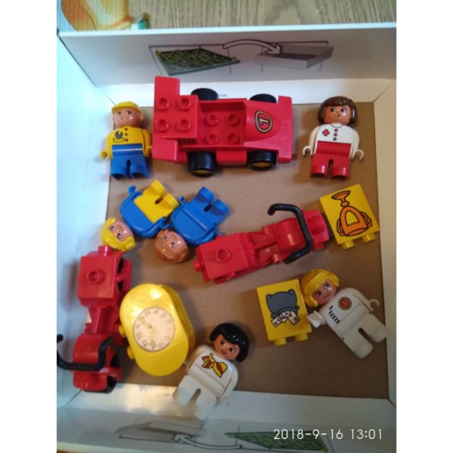 [二手] 樂高 得寶 LEGO DUPLO  賽車大組合 護士 維修工 獎盃 信件 時鐘 機車 汽車 絕版 人偶