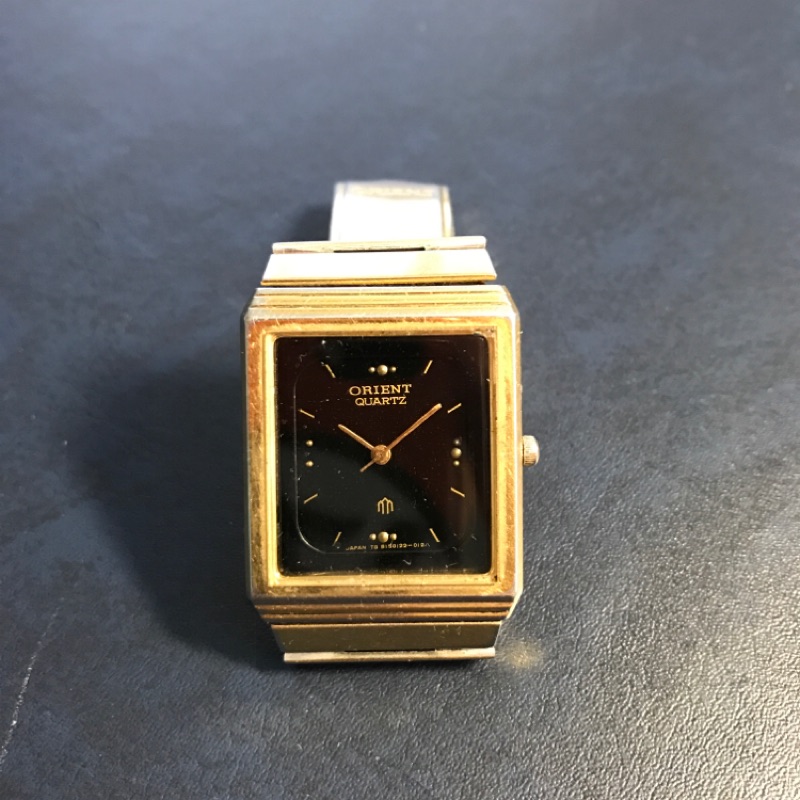 ORIENT古著錶/老錶/金錶框黑錶面/古董錶/日本精工/日本製