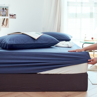 日式無印風格床包 床罩 簡約 全棉水洗棉床包 枕套 有鬆緊帶可裸睡 單人/雙人標準/加大床包 純棉水洗棉床包 單品床包