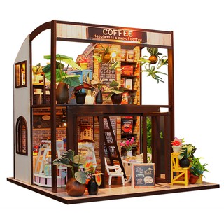 袖珍屋 diy小屋 臺灣現貨 模型屋 時光旅行咖啡屋 附防塵罩 袖珍屋 DIY手作 生日禮物 模型屋 玩具屋【創彩】