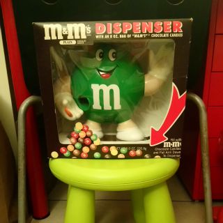 全新附盒M&M's1992年綠M糖果機