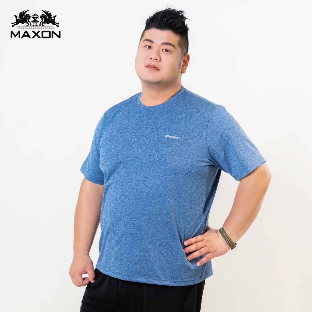 【MAXON大尺碼】台灣製藍色輕薄排汗彈性短袖T恤XL~4L 加大尺碼 免運81889-56