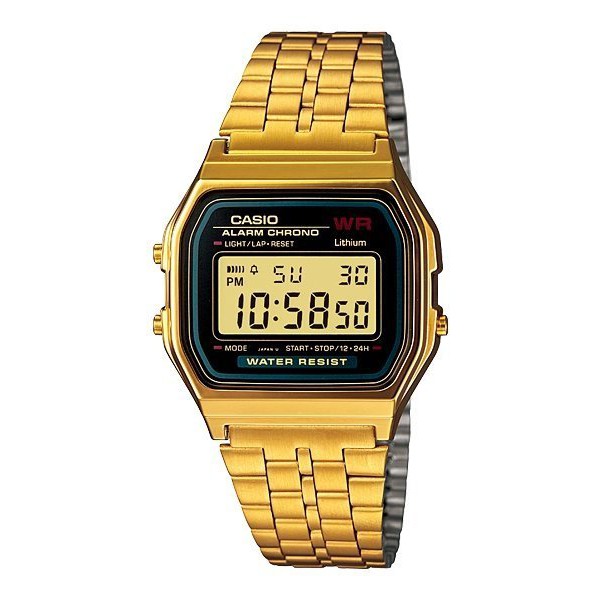 【KAPZZ】CASIO卡西歐金色復刻版復古潮流金錶方型數位電子錶中性男女可戴(A159WGEA-1D)