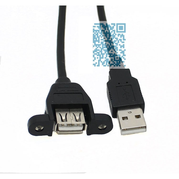 工控機箱USB2.0公對母延長線 帶耳朵可固定 USB 鎖螺絲面板線