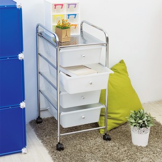 【H&R安室家】可移式四層白色抽屜收納箱/收納盒