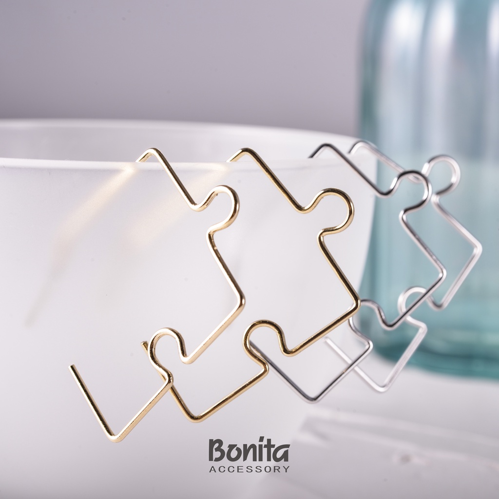 Bonita【925銀針】拼圖耳針耳環/700-9257