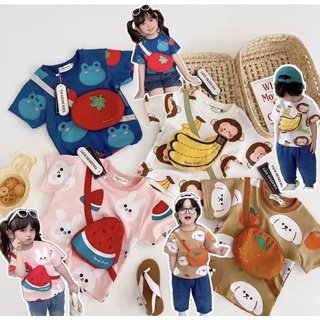 「Mi寶媽 百元童裝」 現貨 動物水果造型包包上衣西瓜兔子、橘子狗狗、香蕉猴子