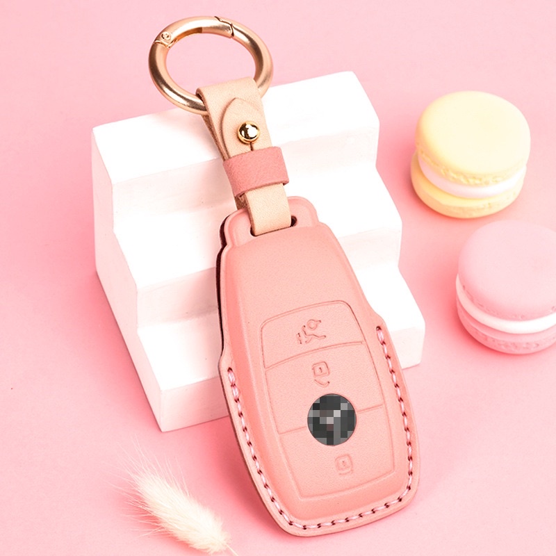 BENZ粉色賓士新款鑰匙皮套 真皮鑰匙皮套 女性專用鑰匙套