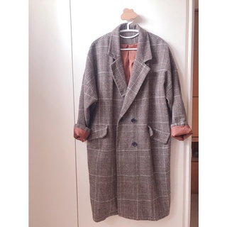 韓國購入 千鳥格紋長版大衣外套