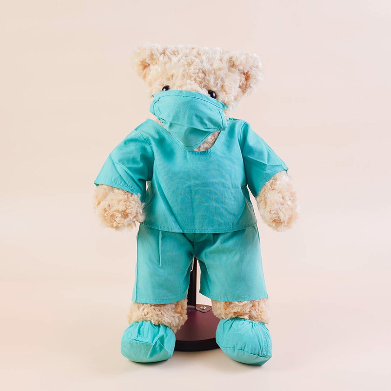 45公分 醫生熊 泰迪熊 醫師 護理師 手術袍 戴口罩 可繡字 小熊家族 泰迪熊專賣店