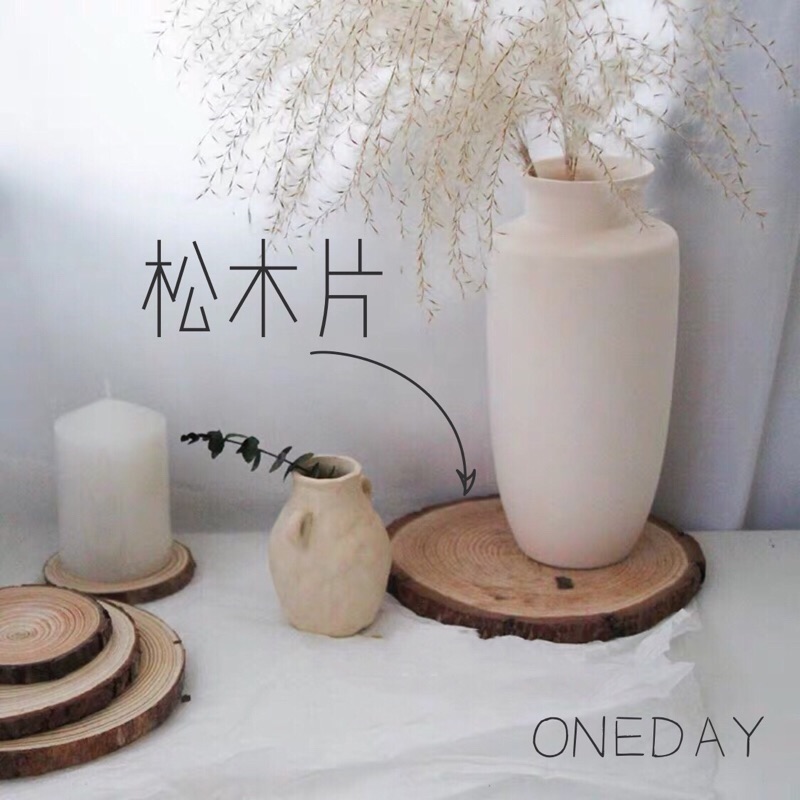 ONEDAY ✨森林系 松木片 圓木片 杯墊 裝飾 年輪 原木片擺設  木片 拍攝道具