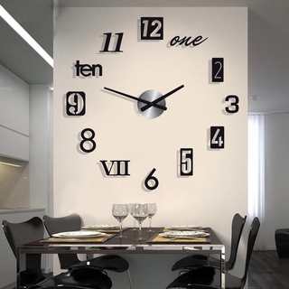 [推薦] 客廳裝飾時鐘 3D 鏡面編號掛鐘貼紙 Diy 數字掛鐘辦公室 40cm 現代設計家居藝術