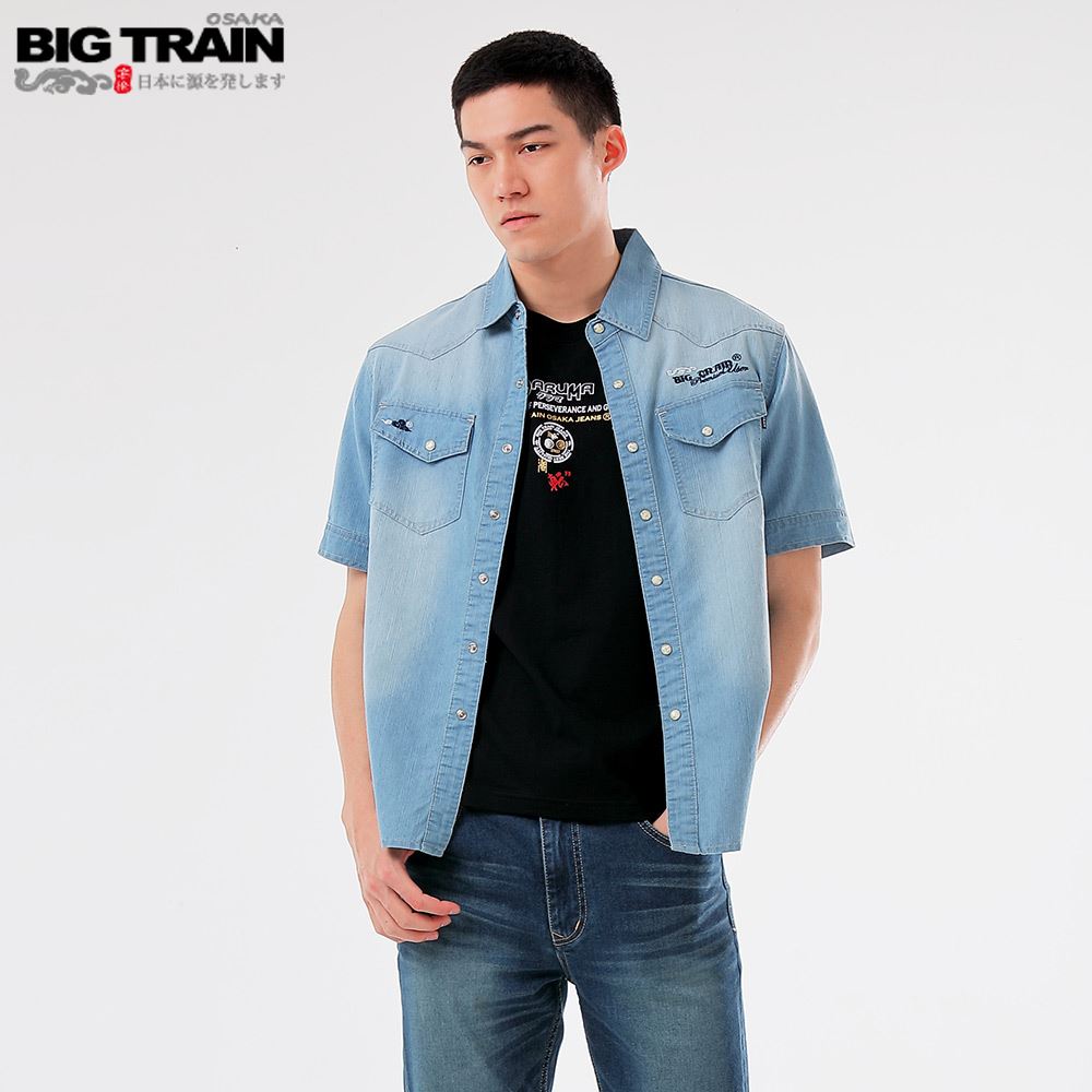 BIG TRAIN 薄牛仔襯衫-淺藍B70115
