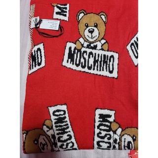 全新MOSCHINO 滿版小熊字母LOGO圖案圍巾/披肩