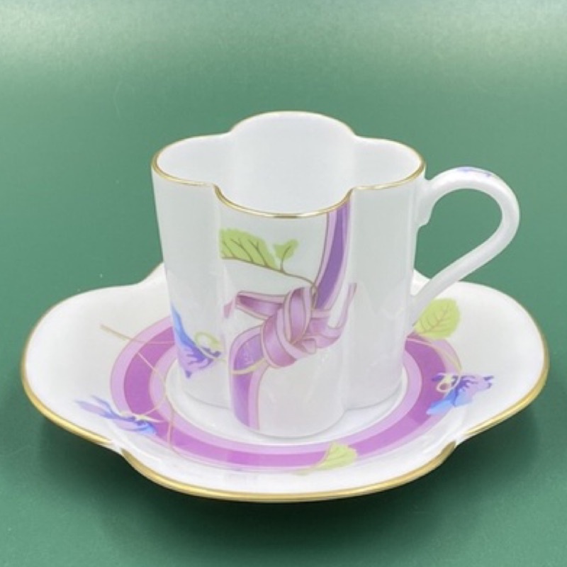 法國Limoges 利摩日Haviland Alice紫色絲帶濃縮咖啡杯（1390-3-18-4）110ml