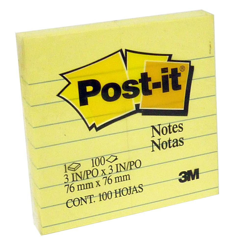 【阿筆文具】3M POST-IT 可再貼便條紙(橫線) 黃 #630  3X3"  100張/本 辦公室MEMO