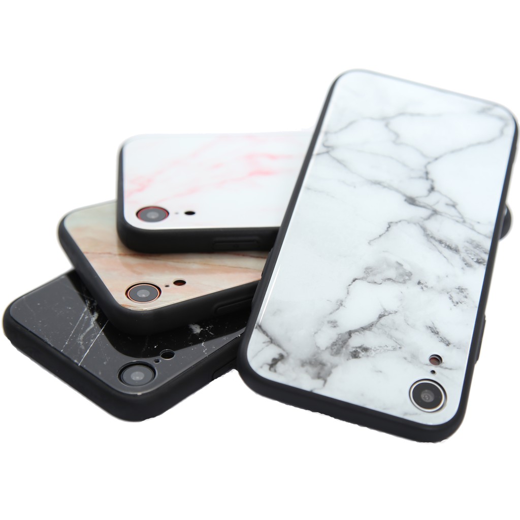 iPhone 大理石鋼化玻璃殼 防刮 軟邊 保護殼 手機殼 玻璃殼 用於 SE i11/XS/XR/8/7/6 廠商直送