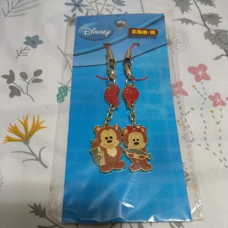 現貨* 全新未拆 日本帶回 北海道紀念品 迪士尼 米奇 米妮 愛心 情侶款 熊熊裝 吊飾 鑰匙圈 土產