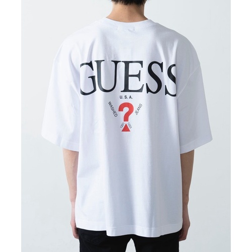 Guess大號logo印花純棉圓領男女短袖t恤