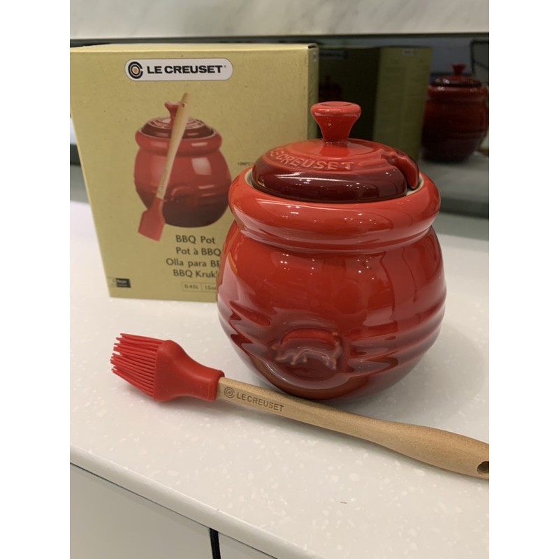 （保留）🐷全新 Le creuset BBQ罐 烤肉醬盅 烤肉醬罐 附矽膠刷 超可愛 絕版 LC