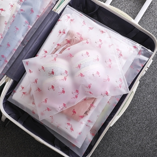 Flamingo 旅行防水化妝包/磨砂自封袋內衣衣服收納袋