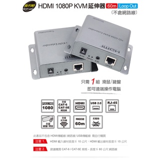 【伽利略HKE60LP】HDMI 60米KVM延伸器Loop Out 1080P 高清解析度 附發票 原廠公司貨 全新品
