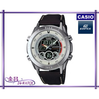 CASIO_EDIFICE # EFA-115L-1A7 全新 雙顯賽車腕錶(白_皮帶)＊24-WATCH_金昌