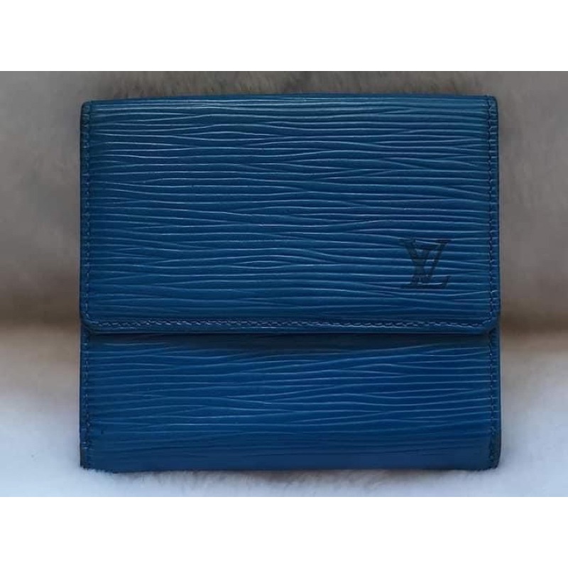 LOUIS VUITTON EPI 藍色水波紋皮夾 LV短夾