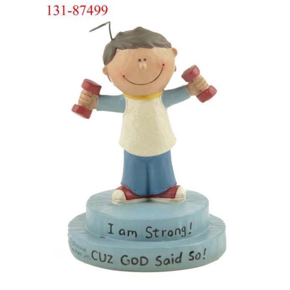 87499手繪樹脂桌飾 I AM STRONG CUZ GOD SAID SO, 可作基督教禮品，幸福小組禮物。