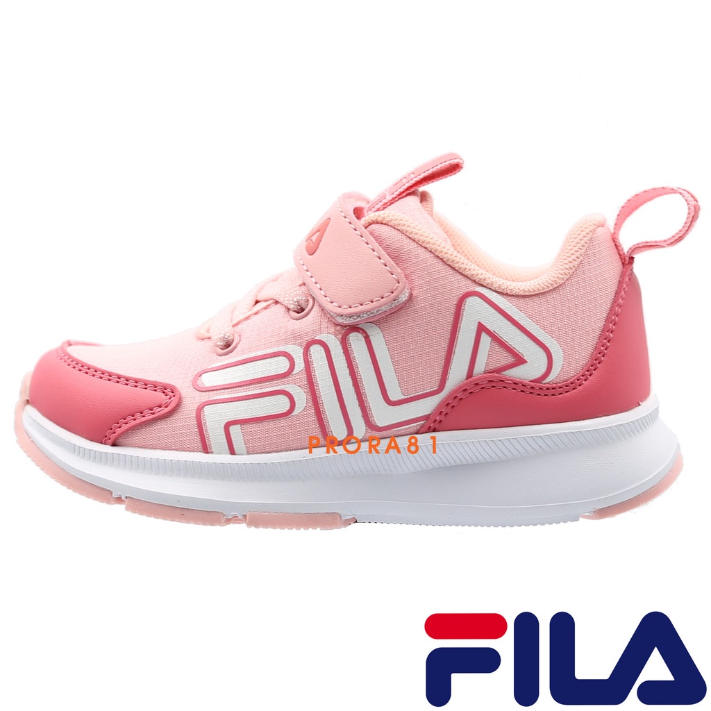 FILA J823W-515 粉紅×白 黏帶運動鞋 / 抗菌防臭鞋墊 / 童鞋16-22㎝ / 131F