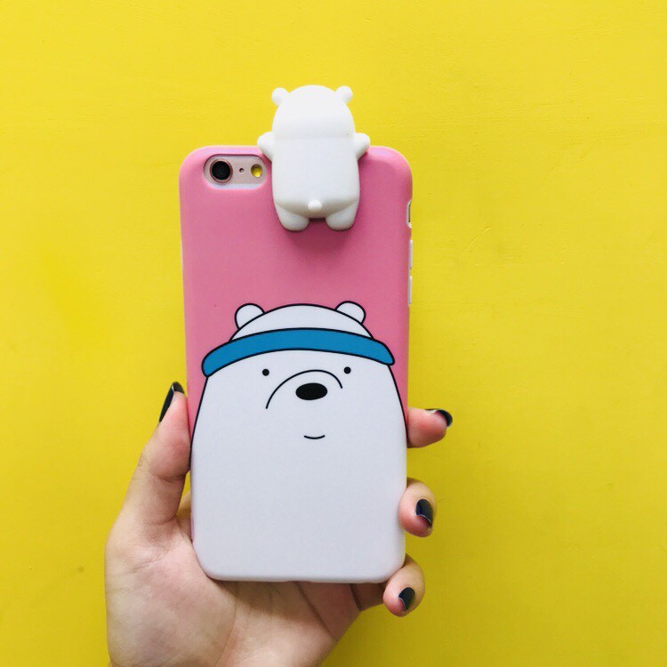 現貨iphone手機殼超萌小白熊系列粉底小白熊可愛風手機殼 蝦皮購物