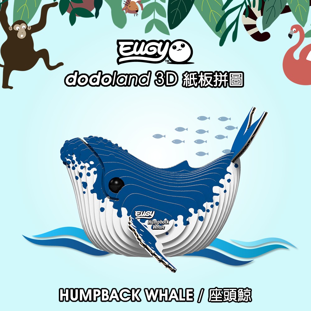 Eugy 3d紙板拼圖座頭鯨立體拼圖可愛動物創意小朋友海洋動物紙類防疫居家diy 玩具 蝦皮購物