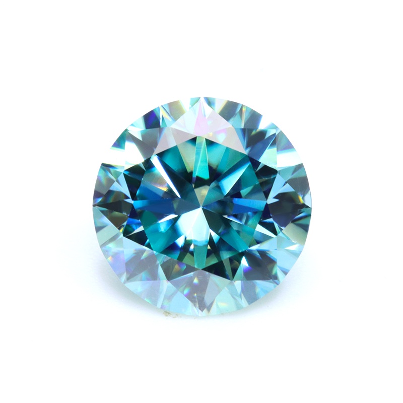 彩色莫桑石 5MM 0.5ct 1CT 2CT 3CT 圓形切割藍色莫桑石鑽石用於戒指,帶 GRA 證書