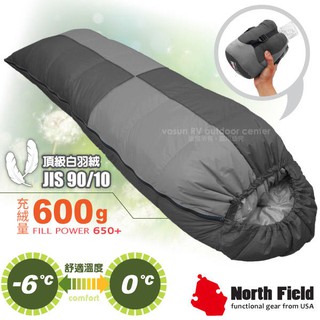 【美國 North Field】Tactel頂級白羽絨睡袋600g(信封型可左右合併)FP650+_NFS600