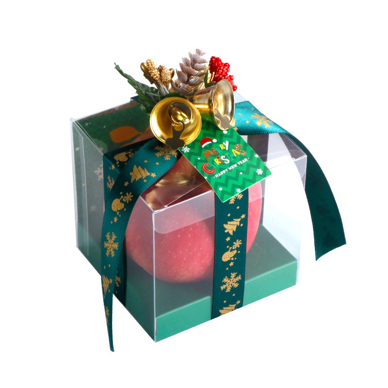 平安果包裝盒圣誕裝飾品圣誕包裝pvc透明盒圣誕節平安夜蘋果禮盒
