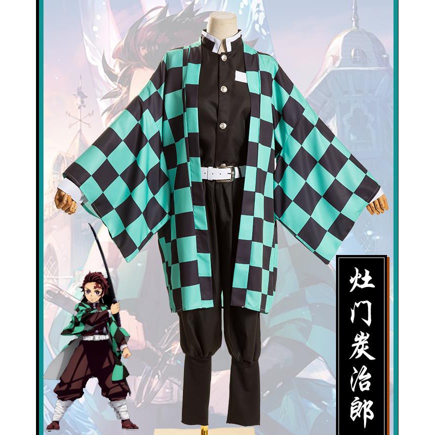 現貨鬼滅之刃cos服灶門炭治郎cosplay服裝灶門炭治郎假發耳環木屐 蝦皮購物