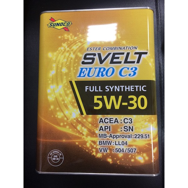 日本sunoco Svelt Euro C3 5w30 エステル酯ester 全合成機油公司貨 蝦皮購物