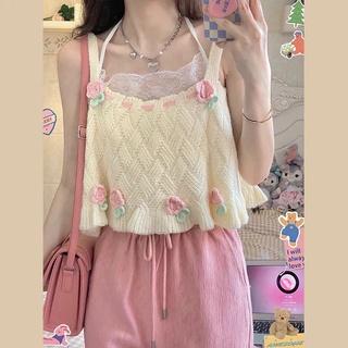 洋氣減齡針織馬甲女2022夏季新款日系小個子顯瘦吊帶背心外穿上衣