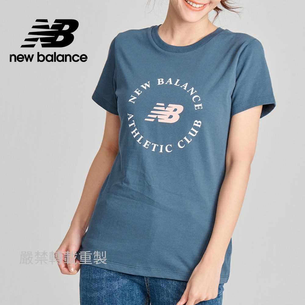 【New Balance】 NB 短袖T恤_女性_藍綠色_AWT13507DOG