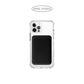 【現貨】【APEEL STUDIO】黑色荔枝紋磁吸支架皮革卡夾 (支援Magsafe) 卡套 手機支架