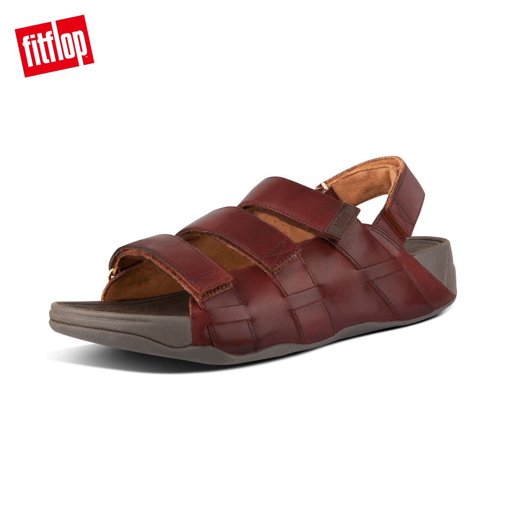 【FitFlop】ETHAN BACK-STRAP SANDALS可調整式魔鬼氈後帶涼鞋-男(暗紅色)