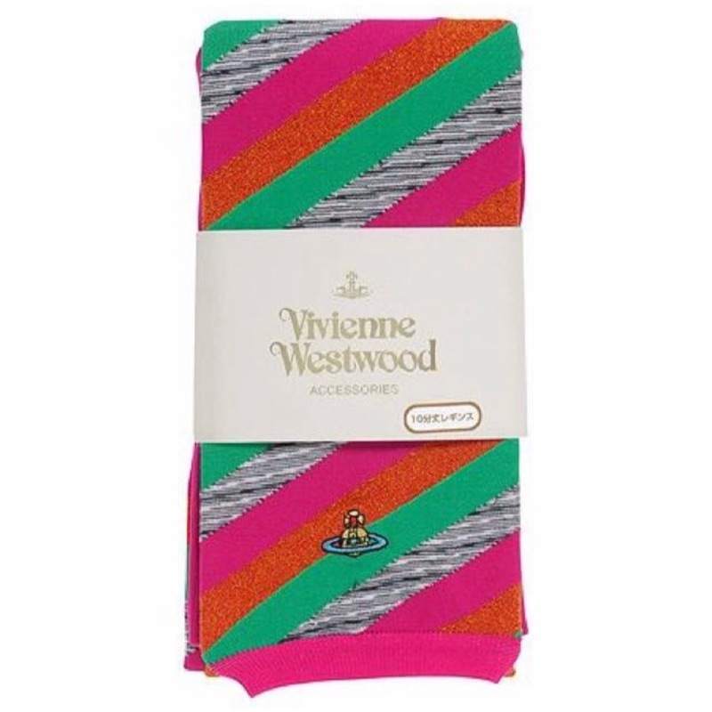 英國Vivienne Westwood繽紛條紋十分褲襪-全新