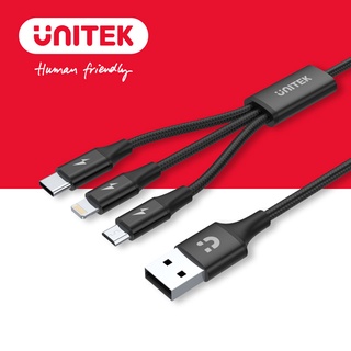 UNITEK Lightning/ Micro USB/ Type-C 三合一編織充電線1.2M (Y-C14049BK