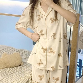 愛依依 套裝 上衣 短褲 睡衣 居家服 M-2XL新款韓國睡衣短袖可愛軟妹少女可外穿兩件套裝家居服1F057-8884.