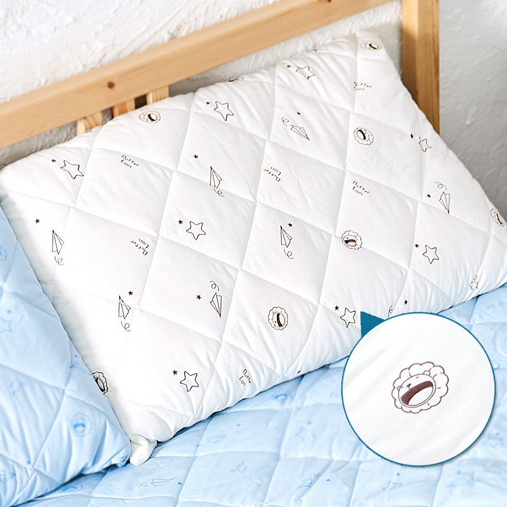 【奶油獅】星空飛行-台灣製造-美國抗菌防污鋪棉保潔枕頭套-米