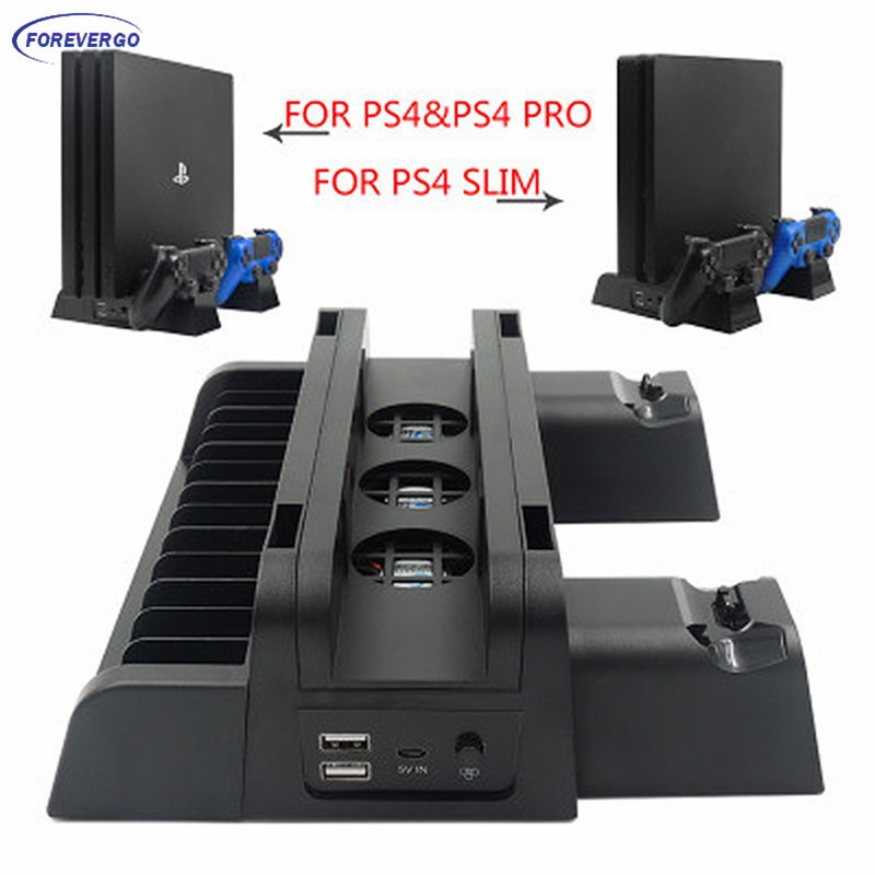 Ps4 Ps4 Slim Ps4 Pro立式支架帶冷卻風扇散熱器雙控制遊戲手柄充電器 蝦皮購物