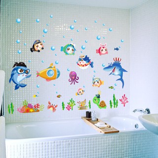 五象設計 海洋生物023 DIY 壁貼 新款 海底魚兒牆貼 房間裝飾 家居裝飾 浴室卡通魚兒 牆貼紙