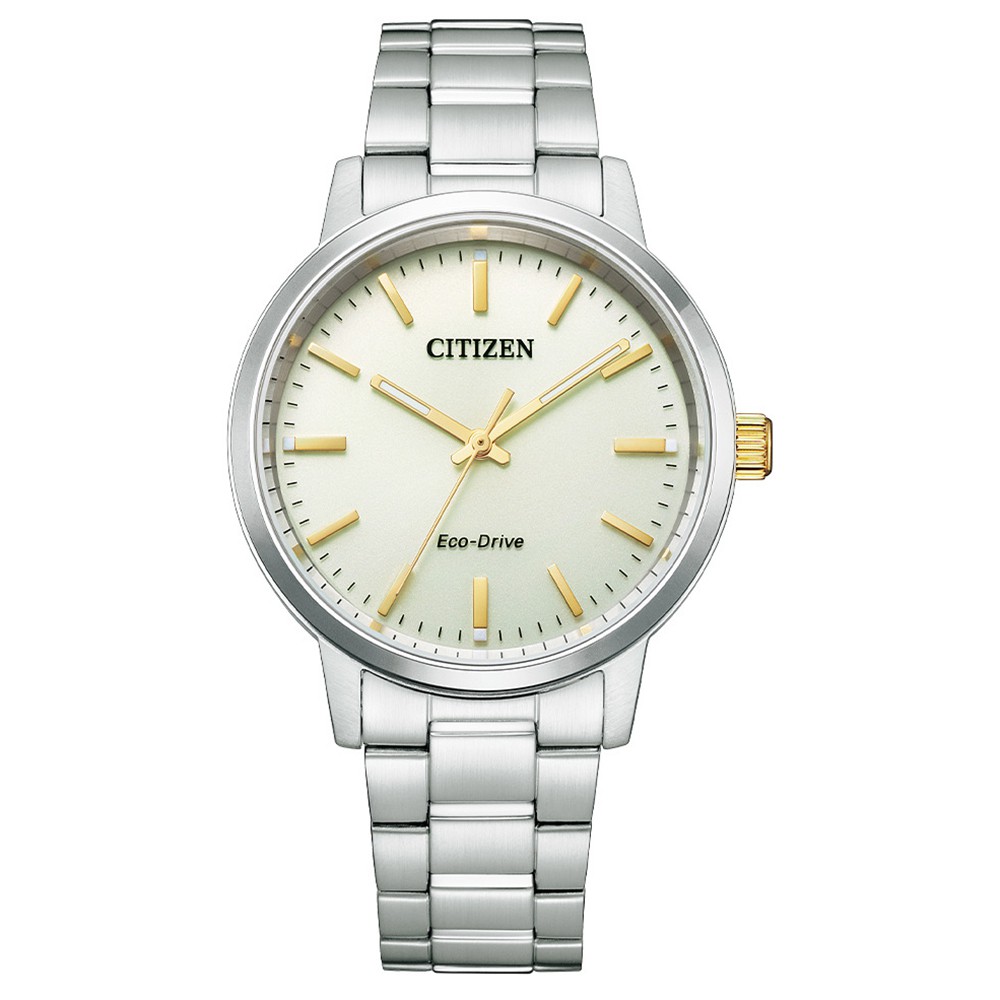 CITIZEN星辰 PAIR 對錶光動能鵝黃優雅情侶男錶 不鏽鋼錶38mm(BJ6541-58P)